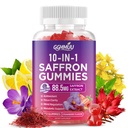 Saffron Supplement Gummies, 10-in-1 Cortisol Supplement with Saffron 88.5mg, Magnesium, Rhodiola Rosea, Ashwagandha, L-Theanine, St. John's Wort, for Calm, Focus & Relaxation, 60 Count