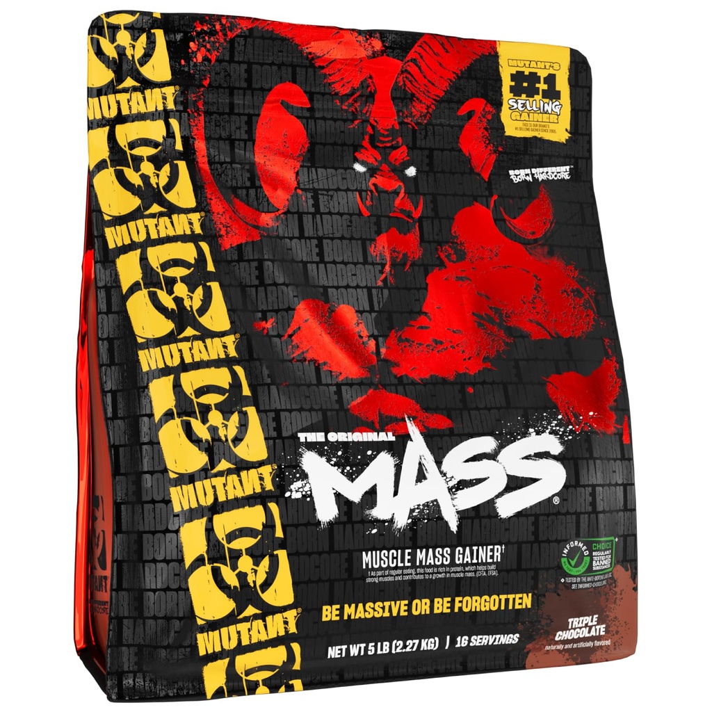 Mutant Mass | Vikt Mass Gainer Protein Powder - hög kaloriproteinpulver för massvinst - Triple Chocolate - 5 pund