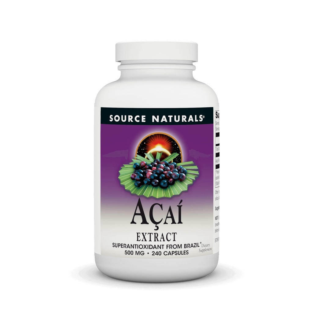 Källa Naturals Acai Extract, Superantioxidant från Brasilien * - 500 mg - 240 vegetariska kapslar