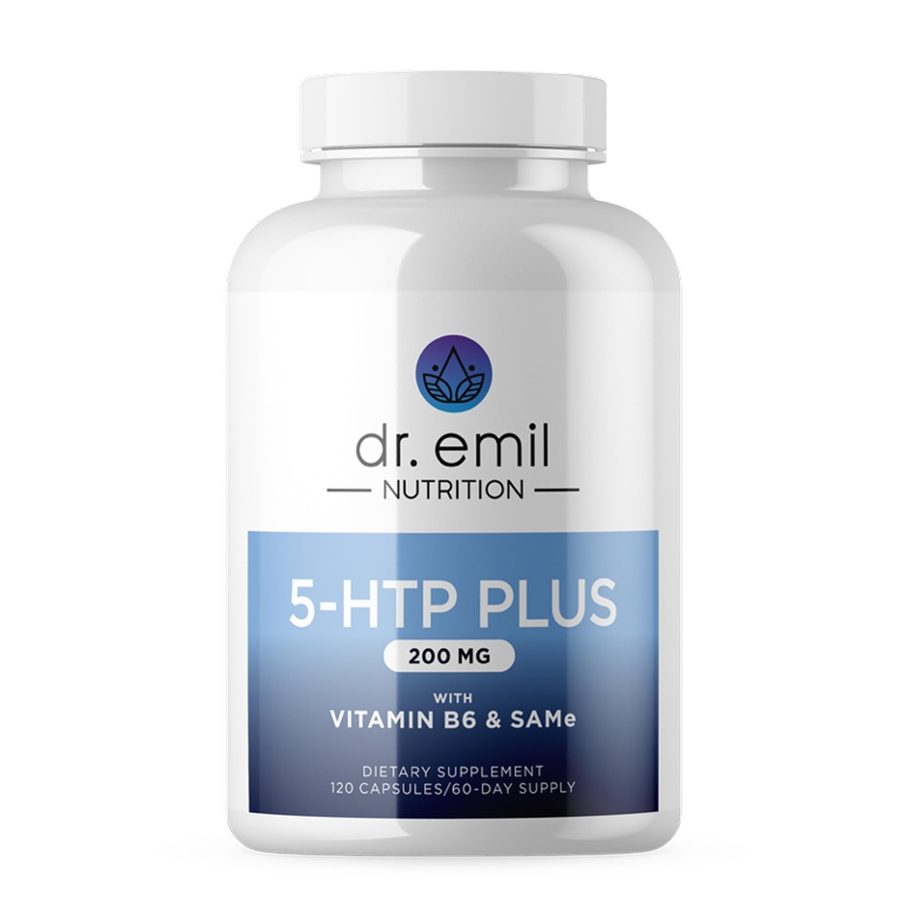 EMIL NUTRITION 200 MG 5-HTP Plus med SAM-e för humör, stress och sömn - 5HTP tillskott med vitamin B6-120 Vegan kapslar, 60 portioner