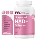 Micro Ingredients Liposomal NAD+ for Women Complex, 180 Veggie Capsules | NMN Pathway Supplement | 12-in-1 Advanced NAD Formula with Resveratrol, Hyaluronic Acid, Glutathione, & Collagen
