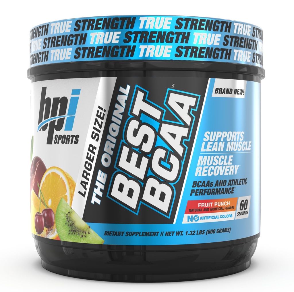 BPI Sports Best BCAA - BCAA Powder - Branched Chain Amino-syror - Muskelåterställning - Muskelproteinsyntes - Lean Muscle - Förbättrad prestanda - Hydration - Fruit Punch - 60 portioner - 1,32 pund