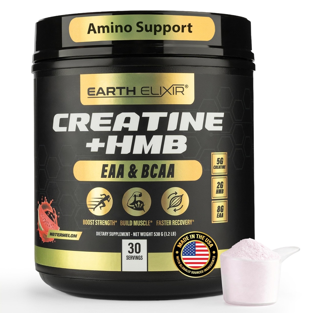 Kreatin HMB Supplements for Men and Women w/Essential Amino Acids | EAA & BCAA Powder Mix | Kreatinmonohydratpulver och HMB | EAAS & BCAAS | Made in USA & 3rd Party Tested