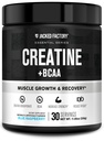 Jacked Factory Creatine + BCAAs - Kreatinmonohydrat + BCAA-pulver för ökad återhämtning efter träning, prestanda, muskeltillväxt och minskad trötthet - 30 portioner, blå hallon