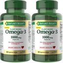 Naturens Bounty Omega 3, Plant-Based Omega 3 Fatty Acid Supplement, 520mg, stöder hel kroppshälsa inklusive hjärta, hud, gemensam, 30 vegetariska Softgels, fiskolja alternativ (Pack of 2)
