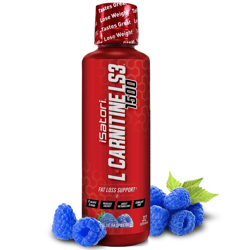 iSatori L-Carnitine LS3 1500, Triple-Blend Liquid L Carnitine Supplement, med Acetyl & Tartrate, Stimulant Free Energy, Low Calories, Sugar eller Gluten, Keto-Friendly, Blue Raspberry (32 portioner)