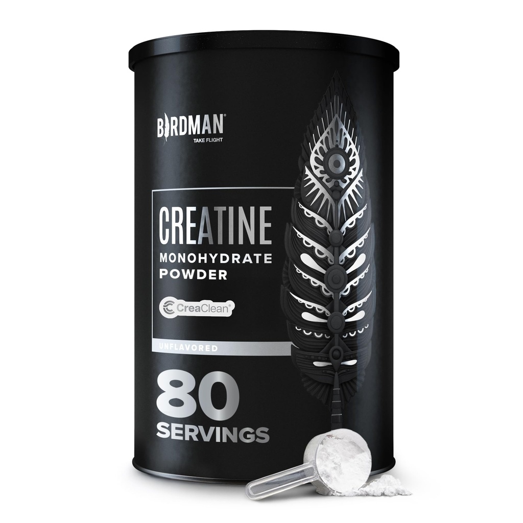 BIRDMAN Micronized Creatine Monohydrate Powder, Muscle Recovery, Caffeine Free, Creatine Pre Workout, Vegan, Post Workout, Gluten Free, Sugar Free | 80 Servings (5 Grams Varje) | 0.8lb