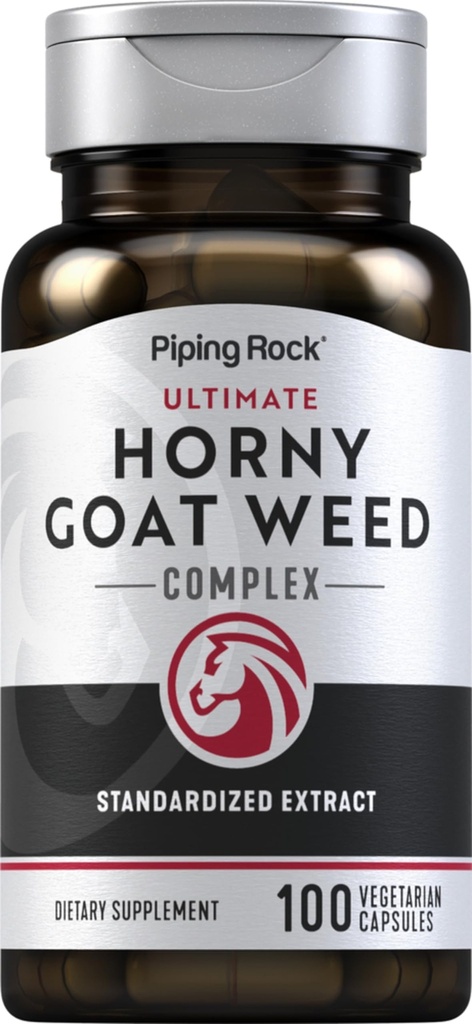 Piping Rock Horny Goat Weed för män | 100 kapslar | Ultimate Complex Extract Supplement | Vegetarian, icke-GMO, Gluten Free