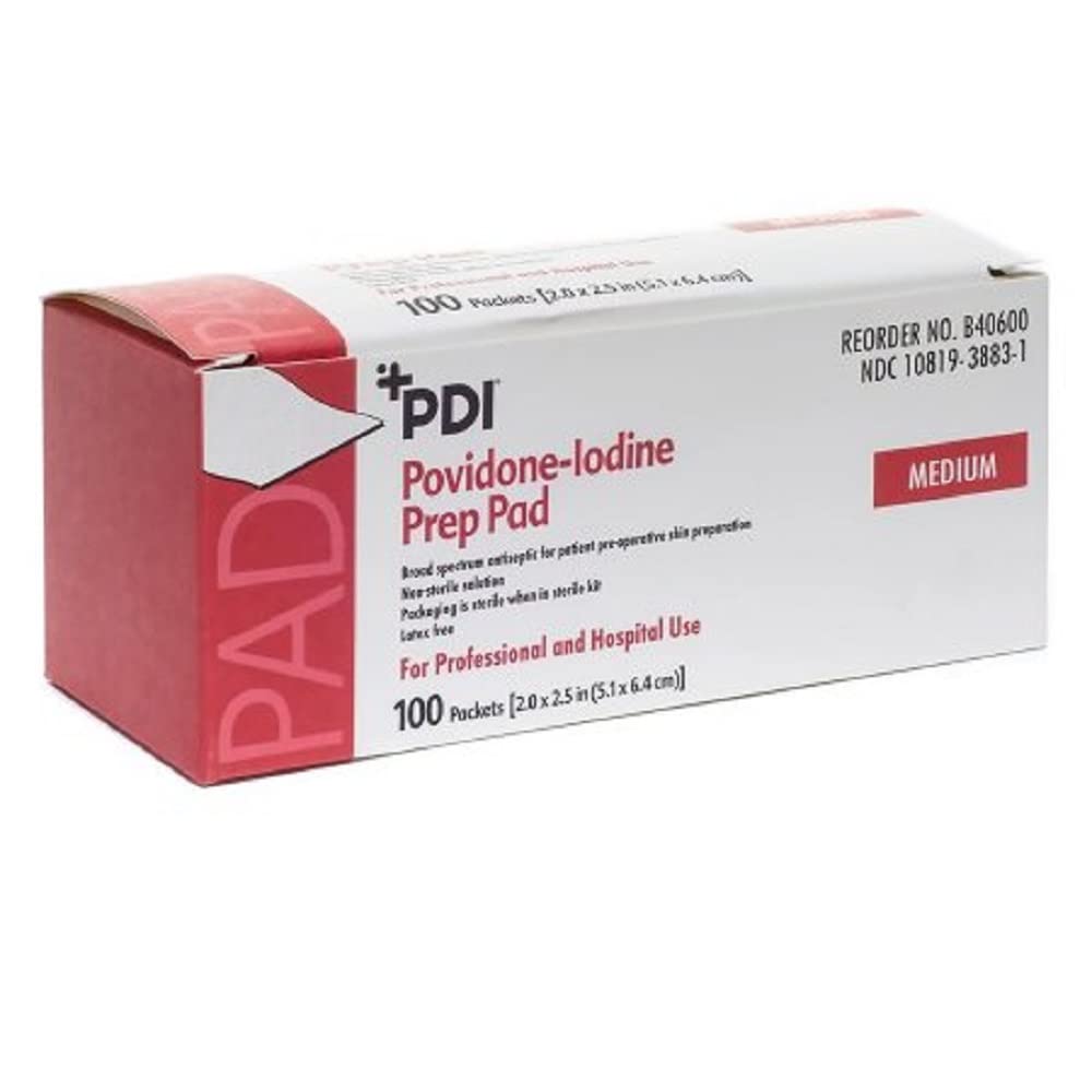 B40600 PT # B40600- Prep kirurgiska Pads PVP Iodine PDI Med 100/Bx by, PDI Professional Disposables