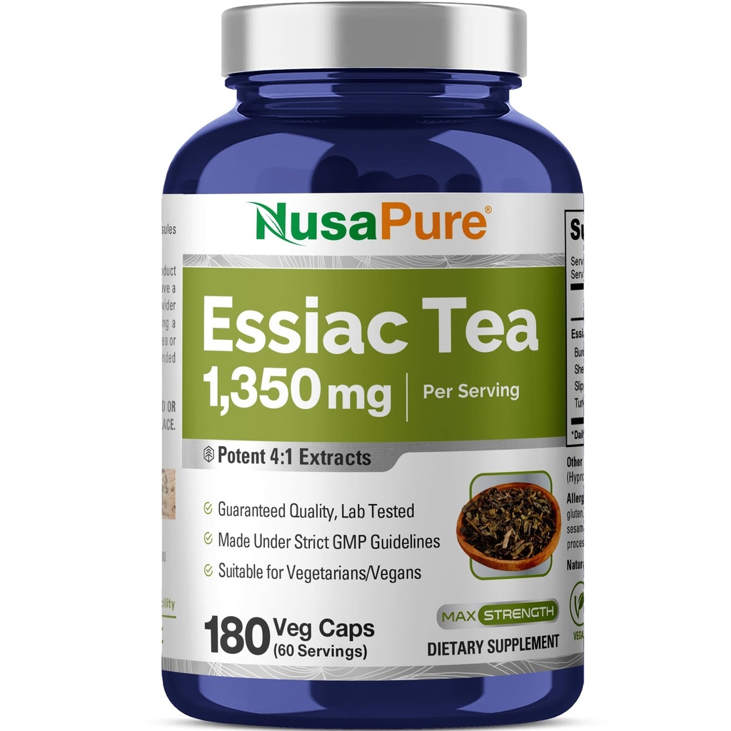 NusaPure Essiac Tea 1350 mg 180 Veggie Caps (Vegetarian, icke-GMO)