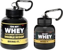 ONMYWHEY Protein Powder Container To Go - Travel Water Bottle Funnel For Mixes, Portable Pre Workout Supplement Containers & Dispenser Funnels, Mini Preworkout Supplements Holder Keychain Bottles