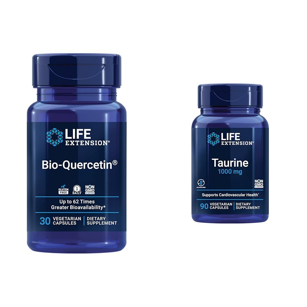 Livslängd Bio-Quercetin 30 kapslar & Taurin 1000mg 90 kapslar Bundle