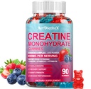 Kreatin Monohydrat 8000mg Gummies med BCAA, L-Carnitine, Taurine & Vitamin B12 - Pre Workout Supplement för muskeltillväxt, styrka och energi, Multi-Flavor Chewable Gummies, 90 greve för män och kvinnor