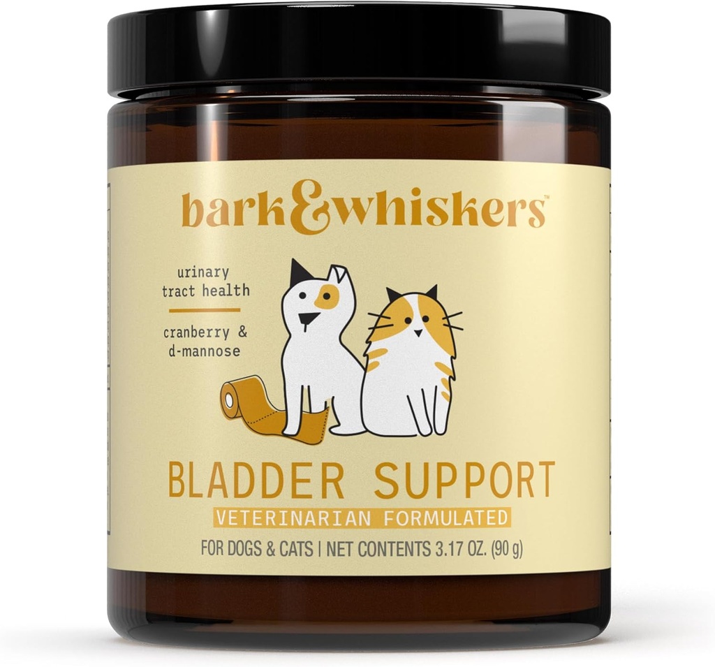 Bark & Whiskers Bladder Support, 3.17 Oz. (90 g), 90 Scoops, stöder urinvägshälsa, med Cranbery & D-Mannose, Vet Formulerad, Non-GMO, Dr Mercola