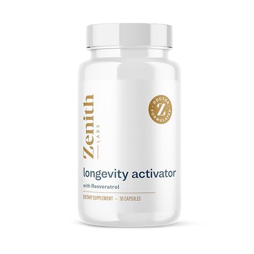Zenith Labs Longevity Activator Anti-Aging Supplement Dietary Supplement, naturliga antioxidanter med Resveratrol - Stöder immunfunktion och hälsosamt minne