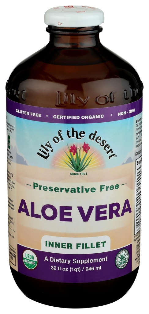 Lily Of The Desert Aloe Vera Juice - Inre Fillet Aloe Vera Drink, Organisk Aloe Juice med naturliga vitaminer, Digestive Enzymes för Gut Health, magsäck, Wellness, glödande hud, 32 Fl Oz