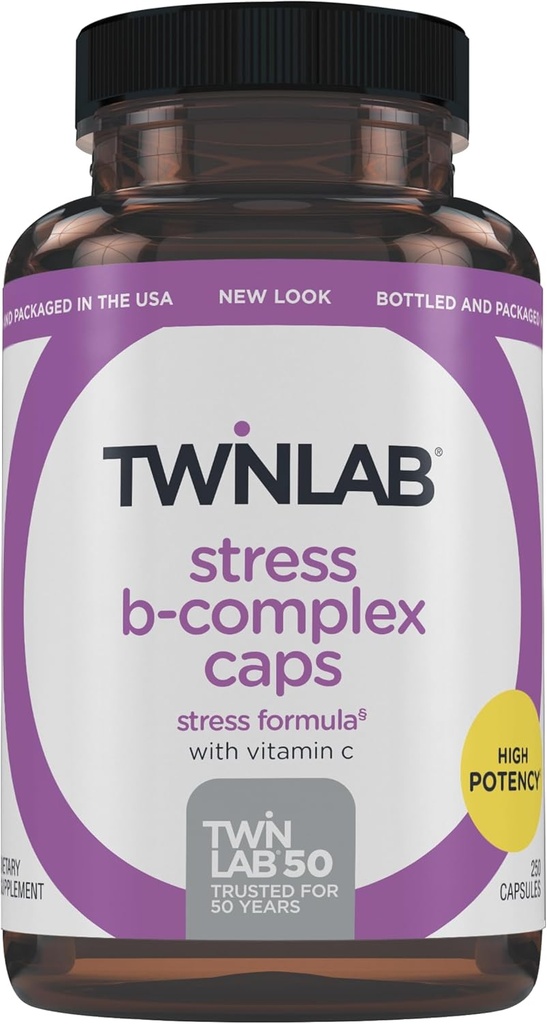 Twinlab Stress B-Complex Caps - Energistödstillägg med vitamin B12 och B6-250 kapslar