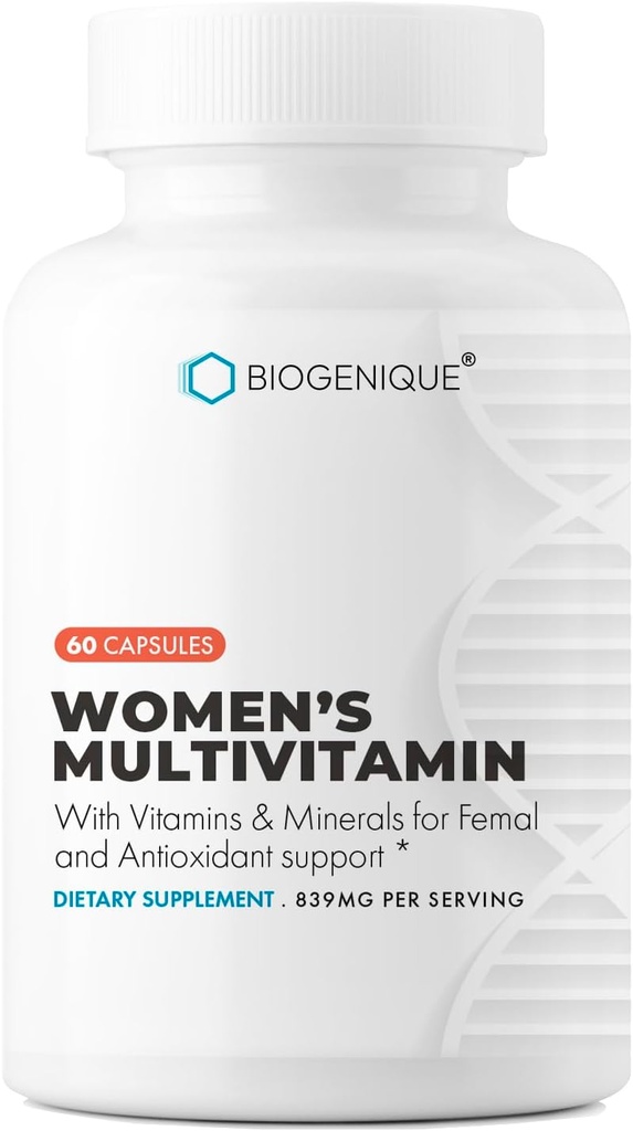 Kvinnor multivitamin, dagliga vitaminer för kvinnor med vitamin A, C, D, E, B-6 och B-12, energimetabolism, ben och immunstöd, 60 kapslar
