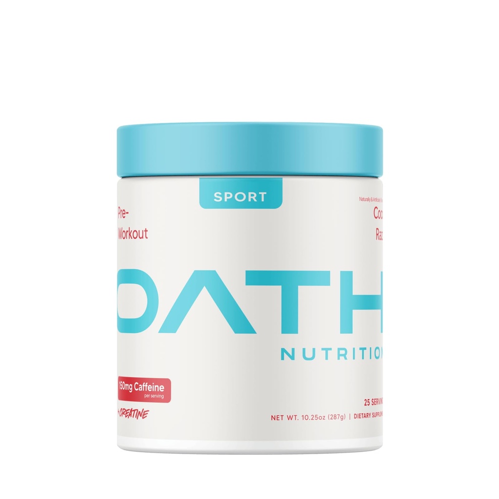 Oath Nutrition Sport Sugar Free Pre-Workout Powder, Coco Razz, innehåller kreatinmonohydrat, koffein och Beta Alanine, Pre Workout Powder för kvinnor och män, 25 portioner