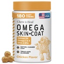 Laxolja för hundar - 180 mjuka Chew Omega Behandlingar för hud och rock - Fiskolja Blend av väsentliga fettsyror, Omega 3 och 6, vitaminer, antioxidanter och mineraler - Tillverkad i USA