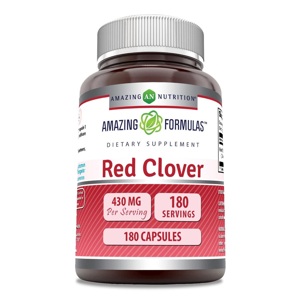 Fantastiska formler Red Clover 430 Mg Supplement | Capsules | Icke-GMO | Gluten-Free | Made in USA (1 Pack | 180 greve)