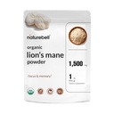 NatureBell Organic Lions Mane Powder 1,500mg Per Servering, 1lb | Hela Fruktande Kropp & Mycelium Svamp Källa - Fokus, Minne, & Immun Hälsotillskott - Icke-GMO, Vegan