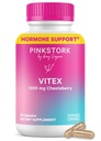 Rosa Stork Organisk Vitex - 1000 mg Chaste Tree Berry - Plantbaserad stöd för Perimenopause & Hormonal Harmony - Hjälper till att upprätthålla cykelregularitet och hälsosamt progesteronbalans - 60 Vegan kapslar