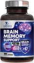 Brain Memory Supplement Pills - 3X Strength Nootropics for Concentration, Clarity & Focus Support - Brain Health Cognitive Vitamins med Bacopa, Phosphatidylserine & DMAE, Brain Booster - 180 Capsules