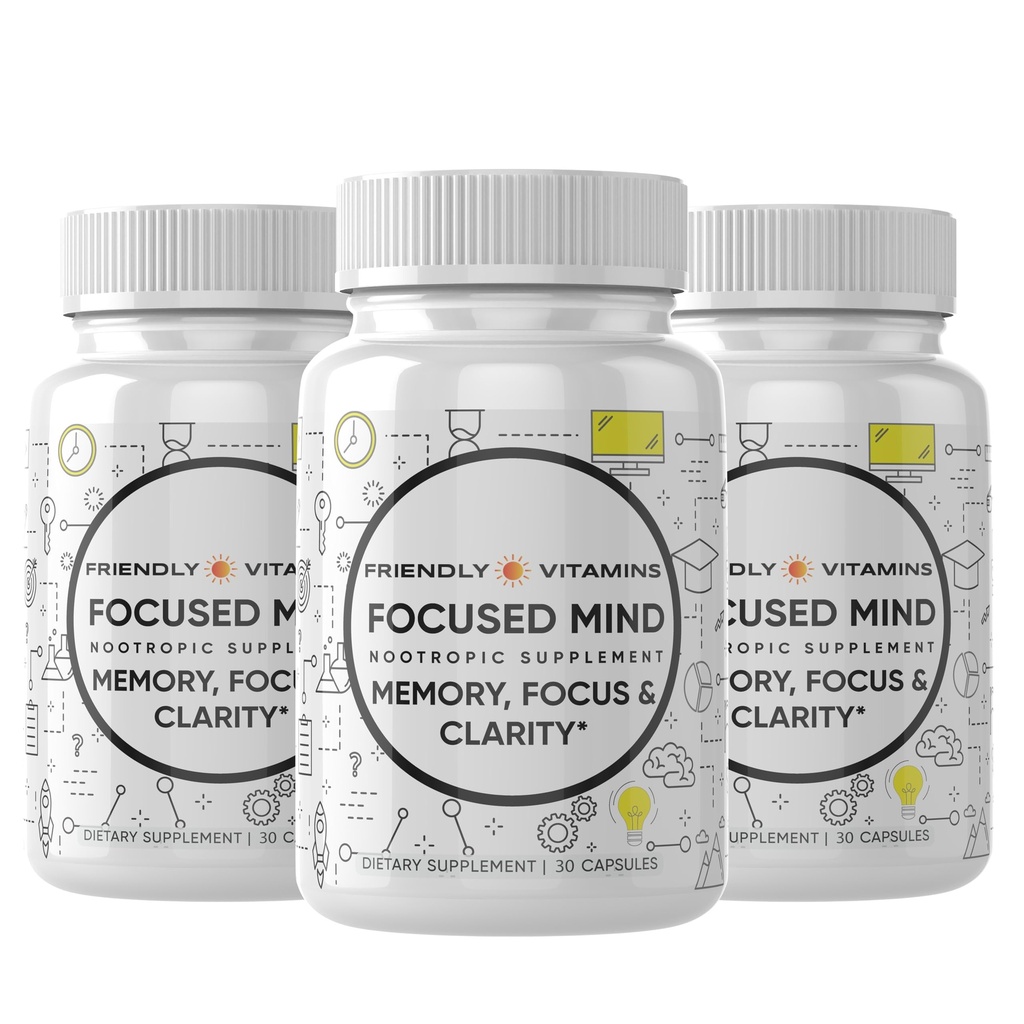 Fokuserat sinne - Daglig hjärntillskott för minnes- och fokusstöd | Nootropic för koncentration, mental klarhet och hjärnenergi | Kognitivt komplement för arbete, skola eller vardagskrav