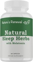 Naturens förnyelse naturliga sömntillägg - Melatonin, Valerian Root, Ashwagandha, Magnesium, Chamomile, Nighttime Homeopathic Herbal Sleeping Aid för vuxna - 60 kapslar