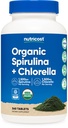 Nutricost Organic Spirulina + Chlorella (3 000mg) 360 tabletter - USDA Organic, 1500mg Spirulina, 1500mg Chlorella, Vegan, GMO-Free, Gluten-Free, 60 portioner
