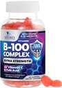 B Komplex Supplement Gummies med vitamin C & Folic Acid, Extra Styrka Super Vitamin B Gummy med Niacin, B6, Folic Acid, B12, Biotin, Nature's Energy Immune Support Supplements - 60 Gummies