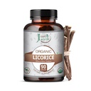 Just Jaivik 100% Organic & Pure Licorice (Glycyrrhiza Glabra) / Yastimadu / Mulethi tabletter Som kosttillskott - 750mg (90 tabletter) | för hälsosam matsmältningsfunktion och förbättrar andningssystemet