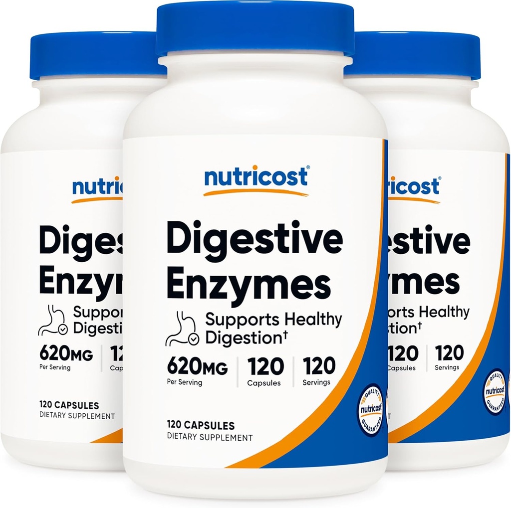 Nutricost Digestive Enzymes 620mg, 120 Veggie Capsules (3 flaskor) - Komplett Digestive Enzyme Supplement