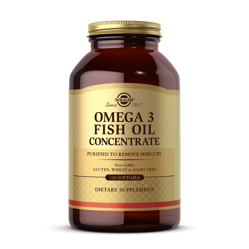 Solgar Omega-3 Fish Oil Concentrate - 120 Softgels - Stöd för gemensam och metabolisk hälsa - Glutenfri, icke-GMO, Dairy Free - 60 portioner