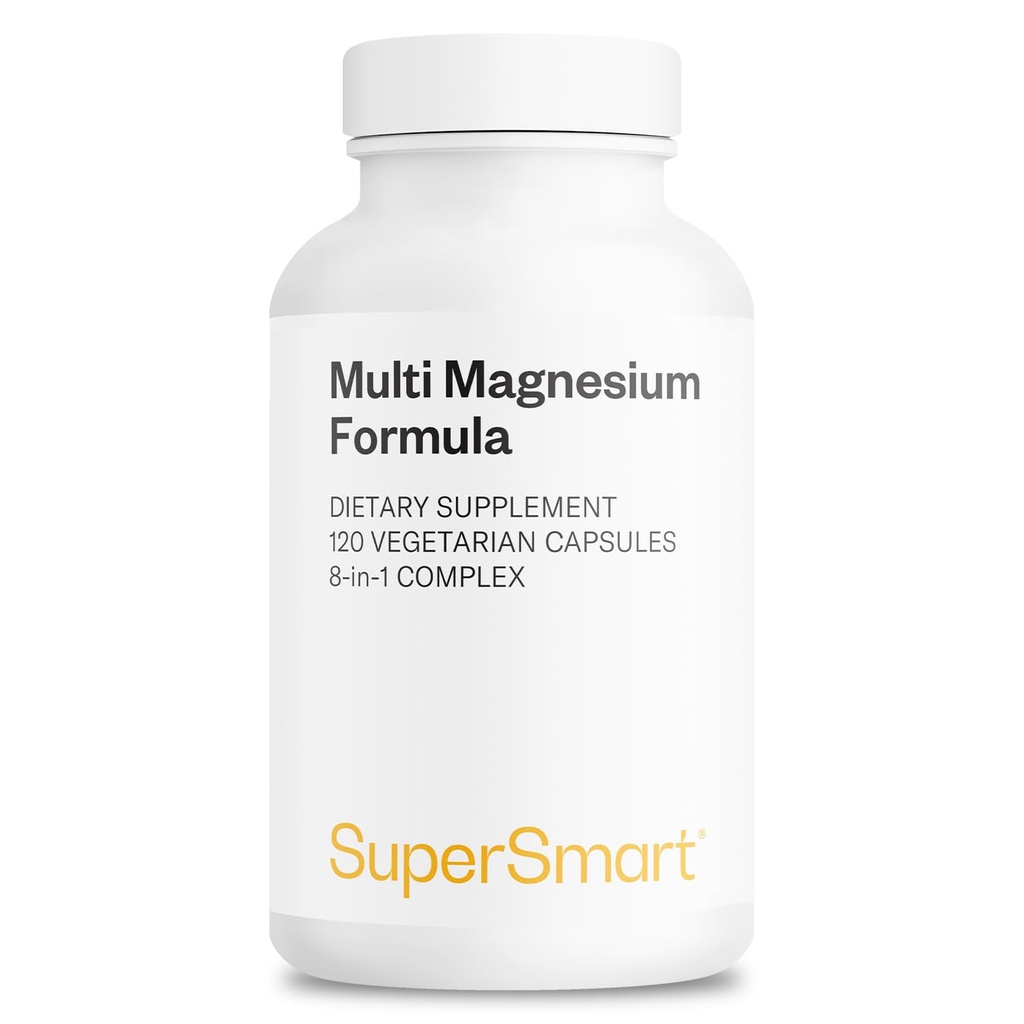 Supersmart - Optimag - Kraftfullt magnesiumkomplex - 8 olika former av magnesium för optimal assimilering - kämpar magnesiumbrist | Icke-GMO & Glutenfri - 120 vegetariska kapslar