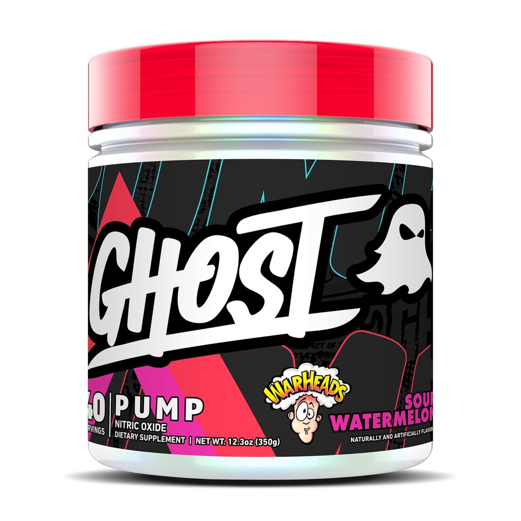 GHOST Pump Nitric Oxide Powder, Warheads Sour Watermelon - 40 portioner - Sugar & Stim-Free Pre-Workout Supplements- L-Citrulline, Arginine Nitrate & L-Glutathione - Soy & Gluten-Free, Vegan