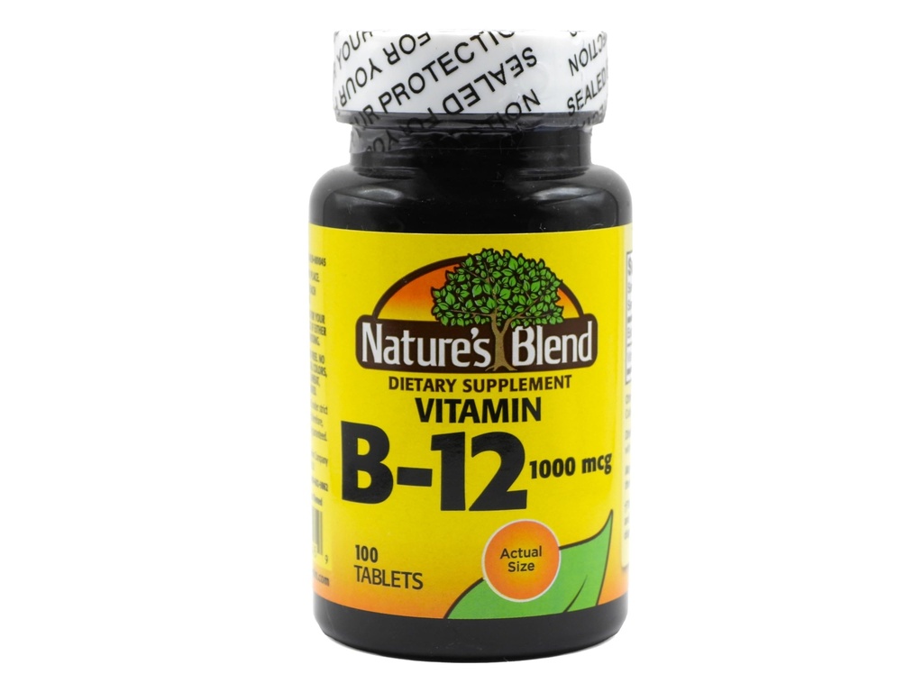 Nature's Blend Vitamin B-12 1000 MCG, 100 Tablets - Boosts Energy, Supports Nerve Health, Enhances Metabolism, and Promotes Red Blood Cell Formation