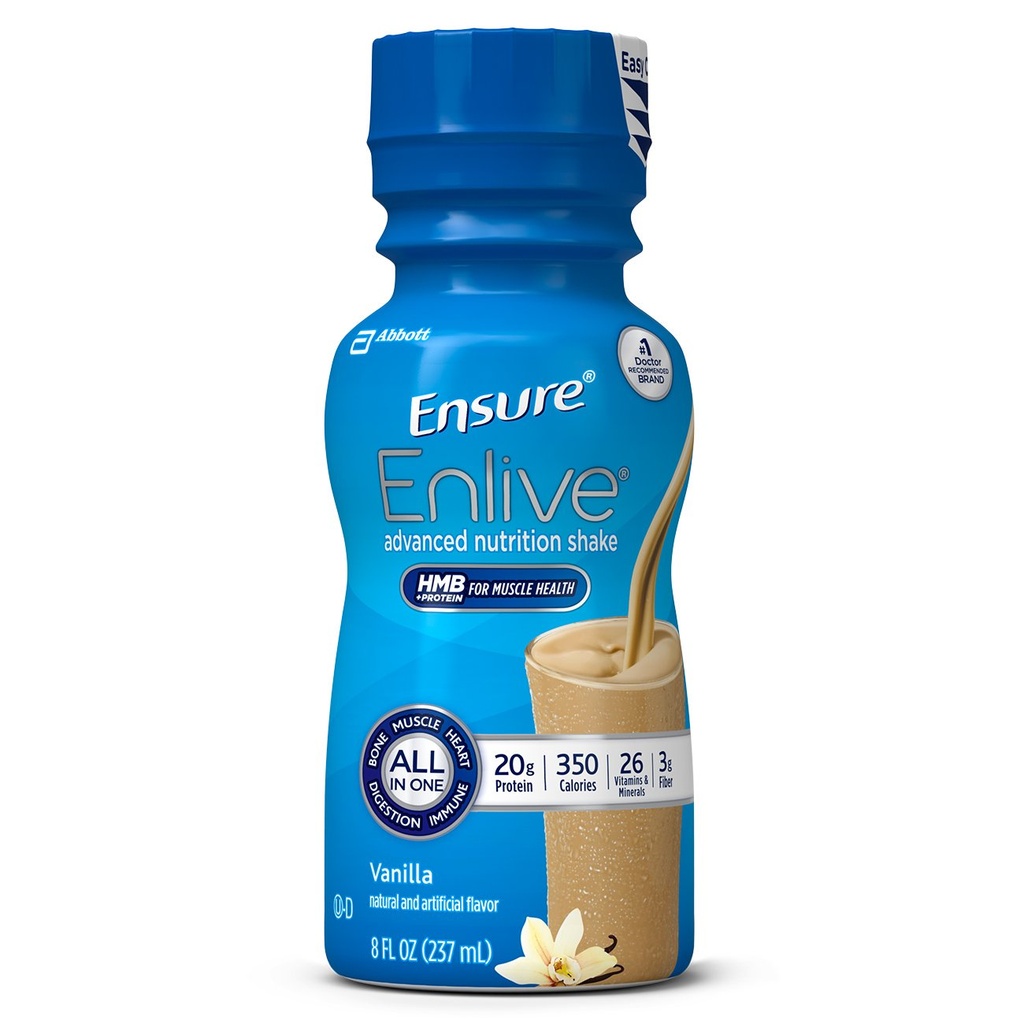 Säkerställ Enlive Meal Replacement Shake, 20g Protein, 350 kalorier, Advanced Nutrition Protein Shake, Vanilla, 8 Fl Oz (Pack of 4)