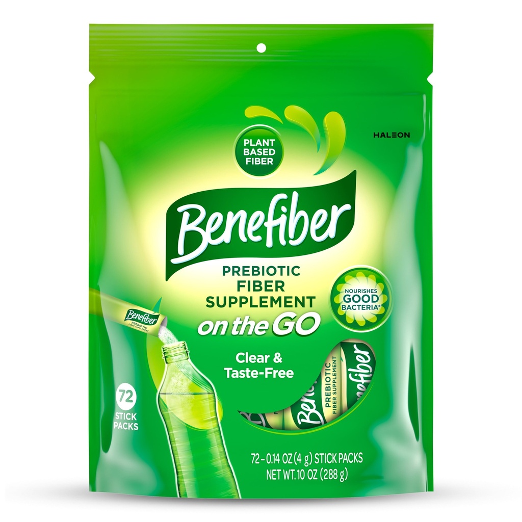 Benefiber On The Go Prebiotic Fiber Supplement Powder for Digestive Health, Daily Fiber, Unflavored - 72 Sticks