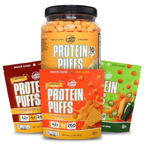 Twin Peaks Low Carb, Keto Friendly Protein Puffs, Garlic Parmesan (300g, 21g Protein, 2g Carbs) + Twin Peaks Ingredients Low Carb, Keto Friendly Protein Puffs, (Variety Pack, 2.1 Ounce), 2 portioner,
