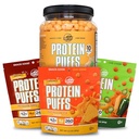 Twin Peaks Low Carb, Keto Friendly Protein Puffs, Garlic Parmesan (300g, 21g Protein, 2g Carbs) + Twin Peaks Ingredients Low Carb, Keto Friendly Protein Puffs, (Variety Pack, 2.1 Ounce), 2 portioner,