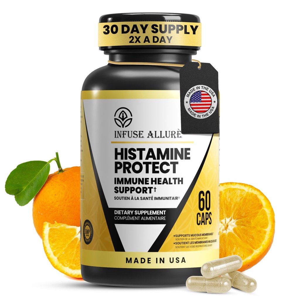 Premium Histamin Block Supplement - Avancerad Diamin Oxidase DAO Enzym för livsmedelshärledd histaminintolerans - Made in USA 60 Capsules
