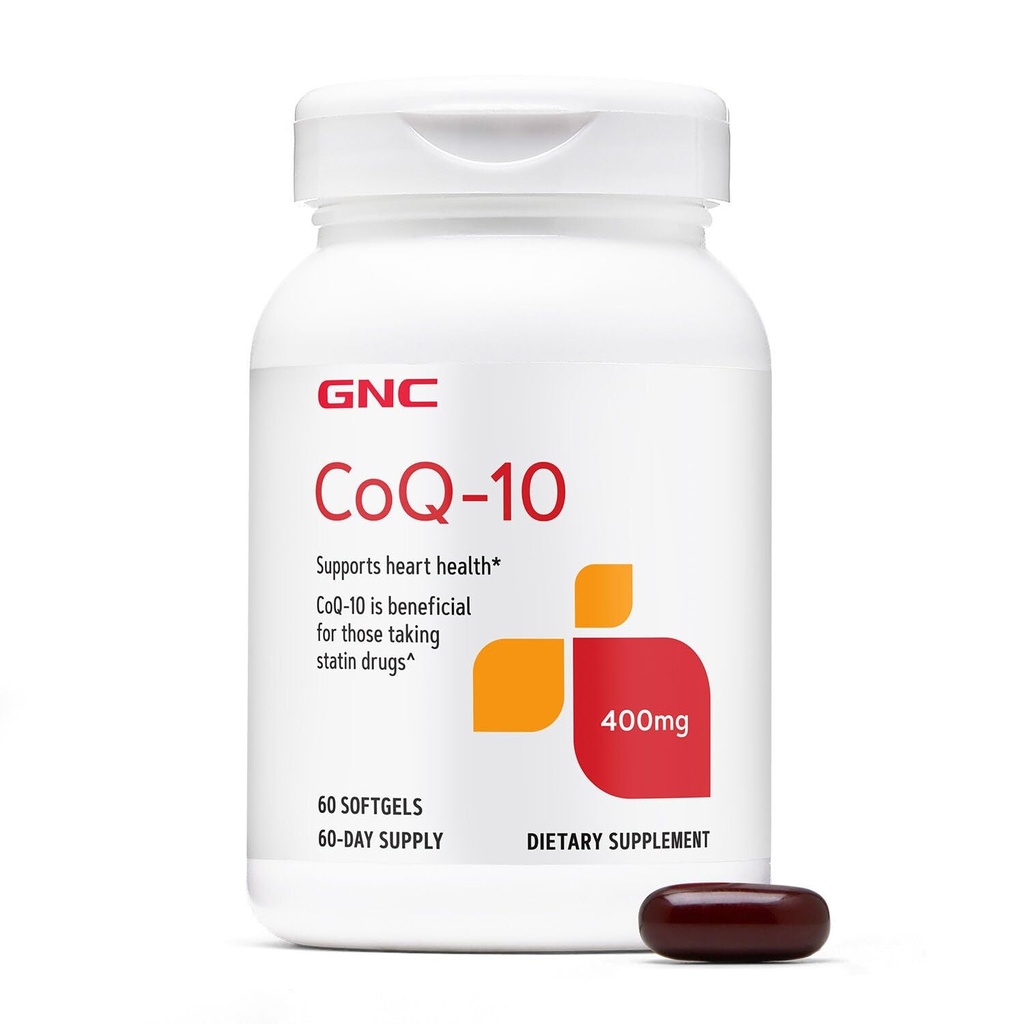 GNC CoQ-10 400mg - Heart Health & Cellular Energy Support Dietary Supplement - Antioxidant för hälsosamt kardiovaskulärt system - Lätt att svälja Softgels - Glutenfri - 60 greve (60 portioner)