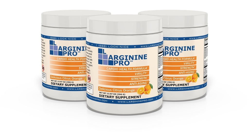 L-ARGININE PRO | 5,500mg L-Arginine Plus L-Citrulline 1,100mg Orange Pulver Drink Mix Supplement för ökad Nitric Oxide Production