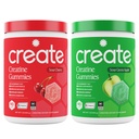 Skapa kreatinmonohydrat Gummies - Sour Power Duo - Sour Apple & Sour Cherry - Kreatin Gummies för kvinnor och män, NSF Certified, 3rd Party Tested, Anti-Melting Formel, 180 greve (2-Pack)