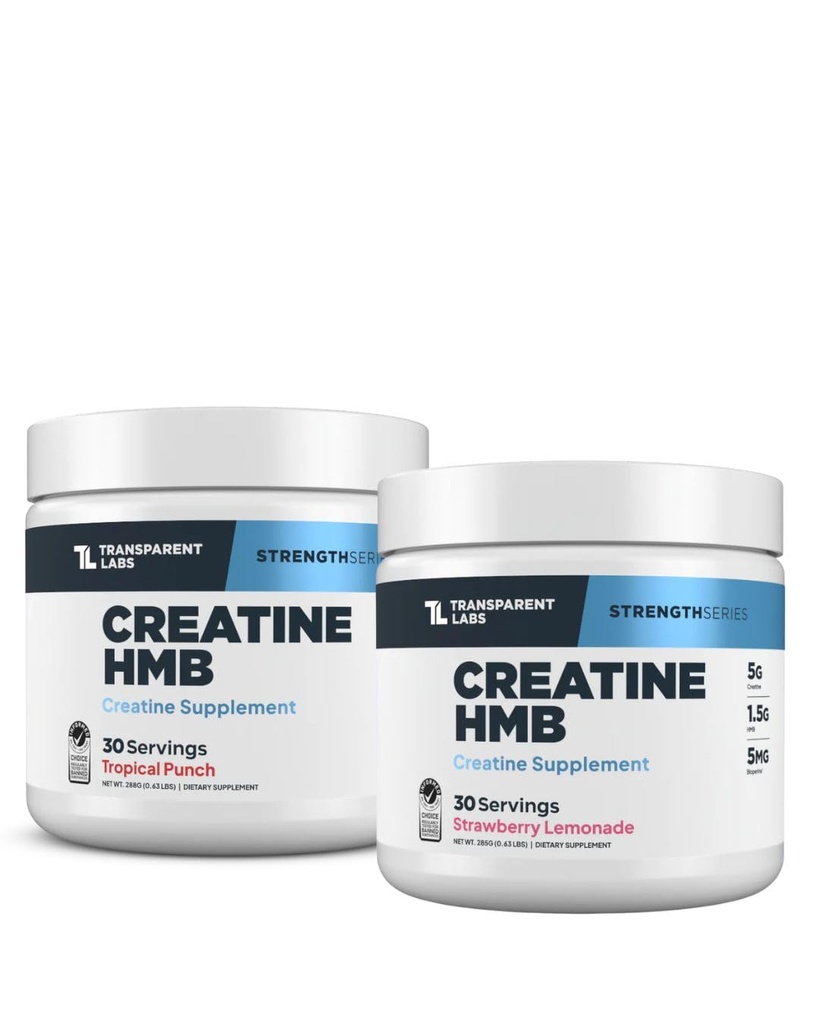 Transparent Labs Creatine HMB (30 portioner, jordgubbslemonad) & Kreatin HMB (30 portioner, Tropisk Punch)