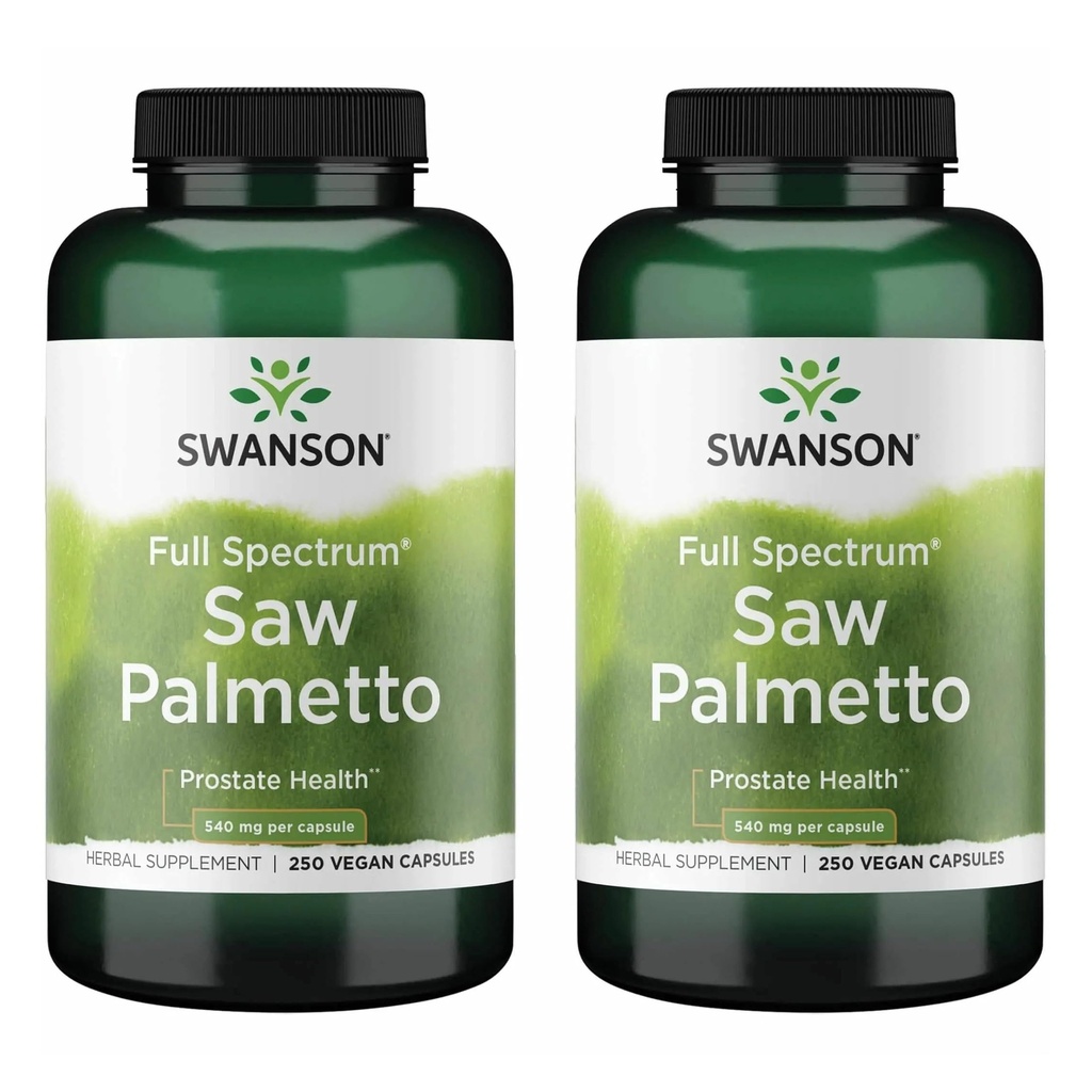 Swanson Saw Palmetto - Herbal Supplement Promoting Male Prostate Health Support - Natural Hair Supplement & Urinary Health Support (540 mg 250 kapslar) (2 Pack)