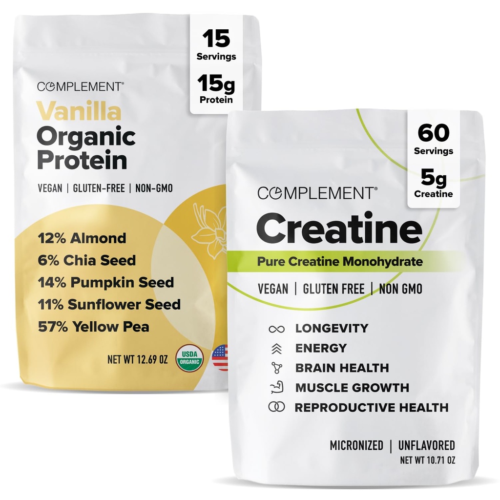 Komplettera Protein & Kreatin Bundle | Organic Vanilla Protein + Micronized Kreatin för återhämtning och energi