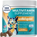 Solid Gold Dog Multivitamin - Soft Dog Vitamins & Supplements Chews - All-in-One Heart, Immune, Brain, Skin, Coat & Gut Health Support w / Vitamin C, B12, Probiotika & Antioxidanter - Bacon Flavor 120ct